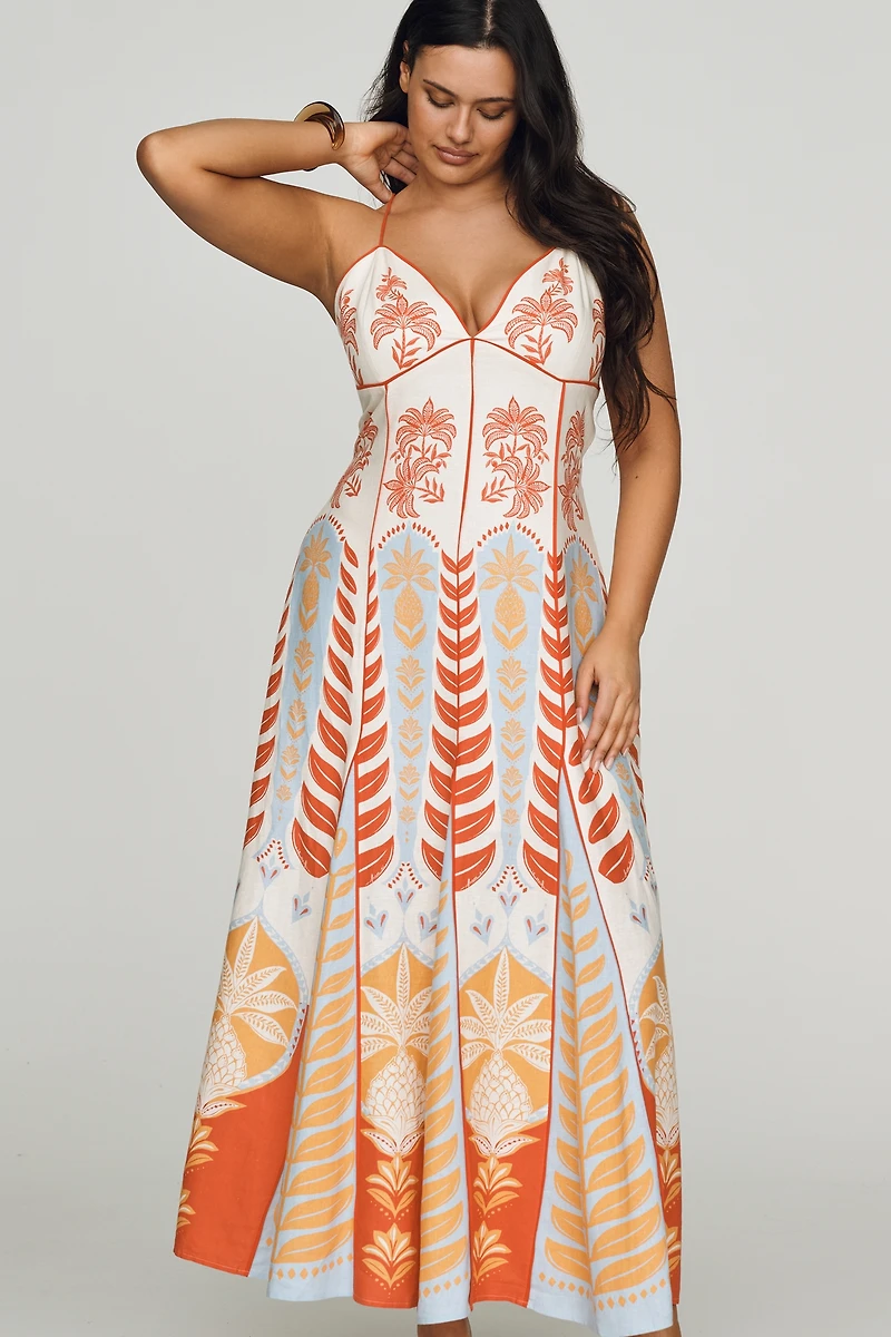 Anthropologie x Farm Rio Sleeveless V-Neck A-Line Maxi Dress