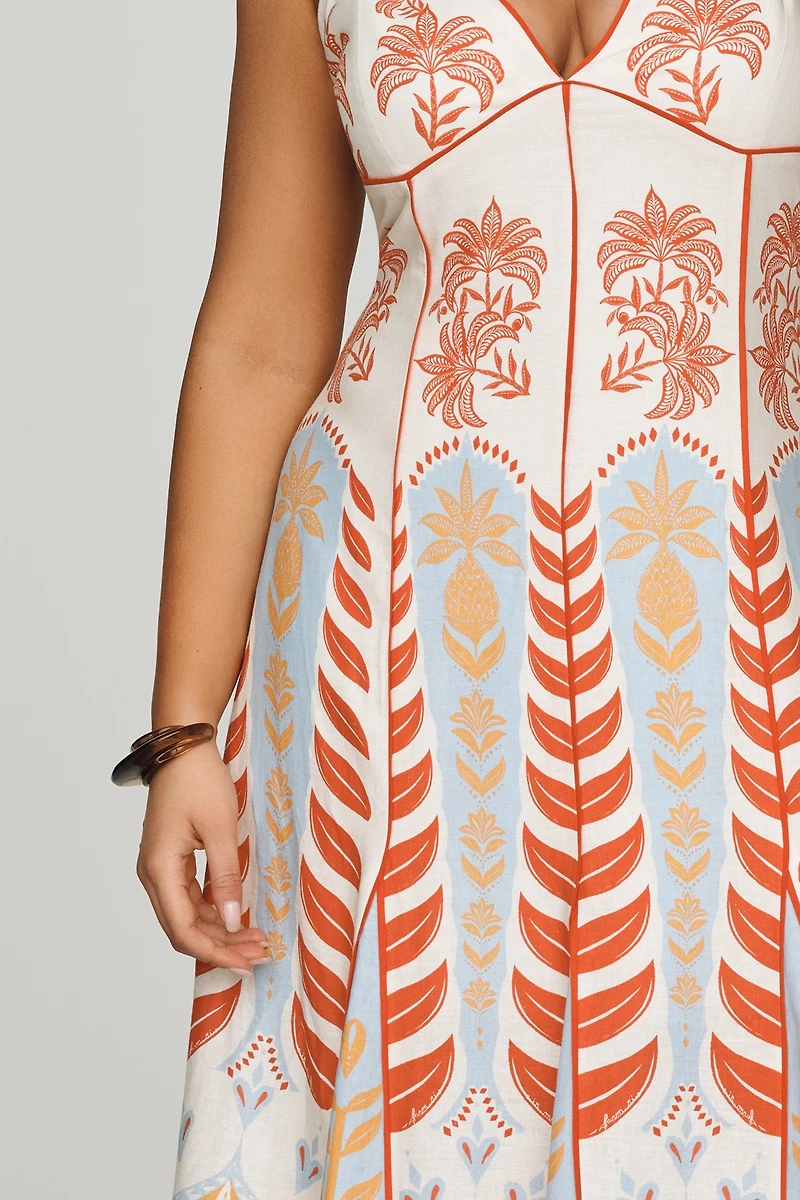 Anthropologie x Farm Rio Sleeveless V-Neck A-Line Maxi Dress