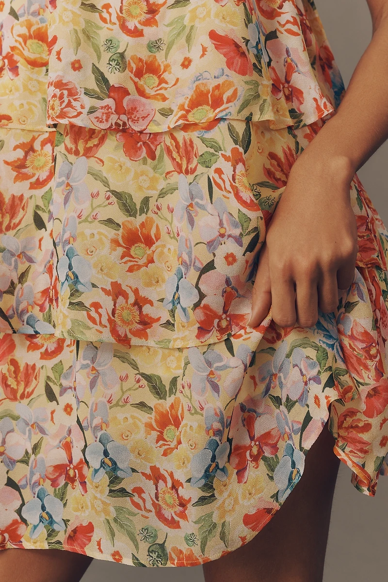 Farm Rio x Anthropologie Tiered Ruffle Mini Dress