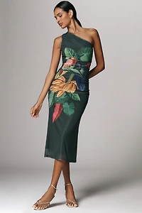 Farm Rio x Anthropologie Printed One-Shoulder Midi Dress