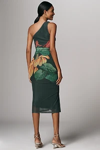 Farm Rio x Anthropologie Printed One-Shoulder Midi Dress