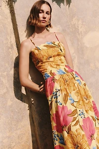 Farm Rio x Anthropologie Linen Blend Midi Dress