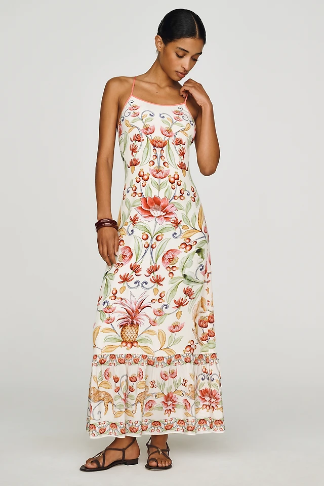 farm rio sleeveless v-neck jacquard lurex a-line maxi dress Jacquard Lurex Sleeveless Maxi Dress  FARM Rio