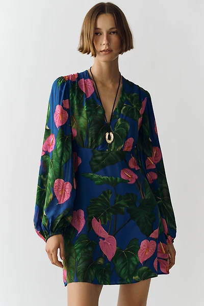 Farm Rio x Anthropologie V-Neck Printed Mini Dress