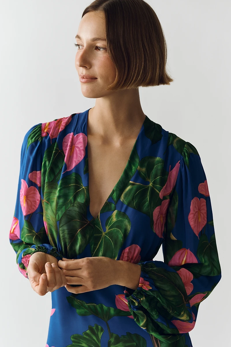 Farm Rio x Anthropologie V-Neck Printed Mini Dress