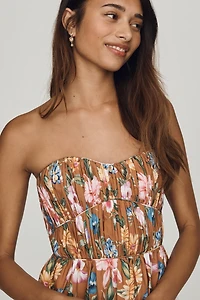 Anthropologie x Farm Rio Cotton Strapless Mini Dress