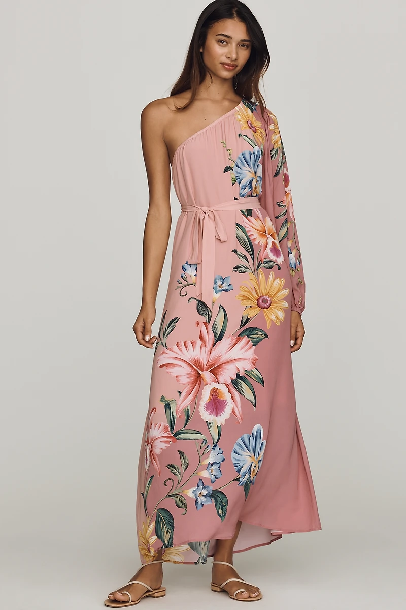 Anthropologie x Farm Rio One-Shoulder Maxi Dress