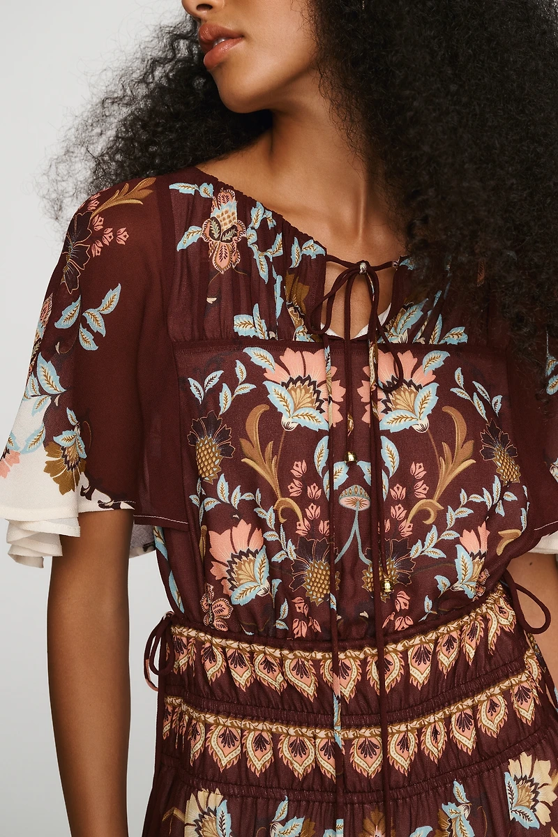 Anthropologie x Farm Rio Printed Flutter Sleeve Dress