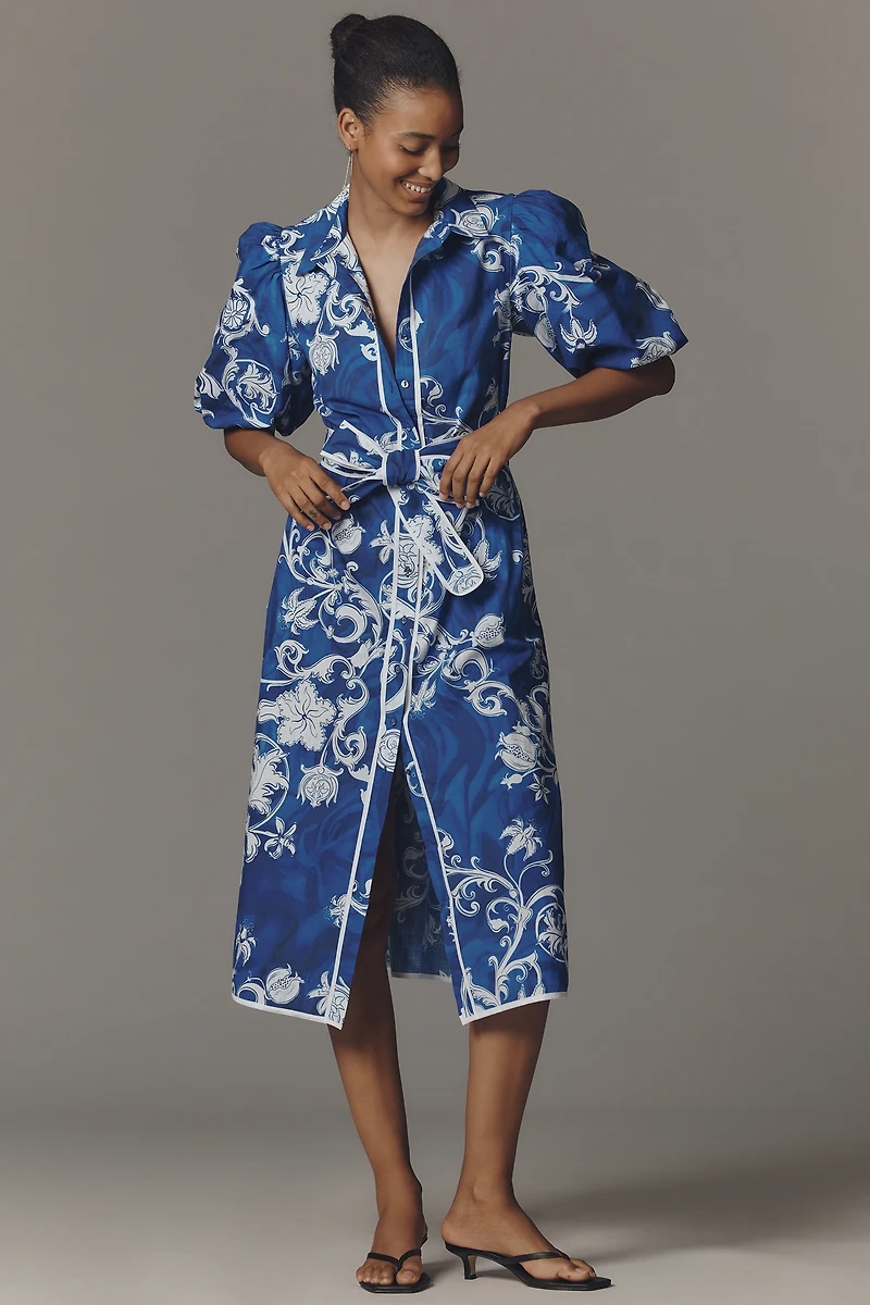 Celina Moon Janeli-Sky Cotton Midi Dress