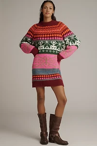 Essentiel Antwerp Long-Sleeve Jacquard Sweater Mini Dress