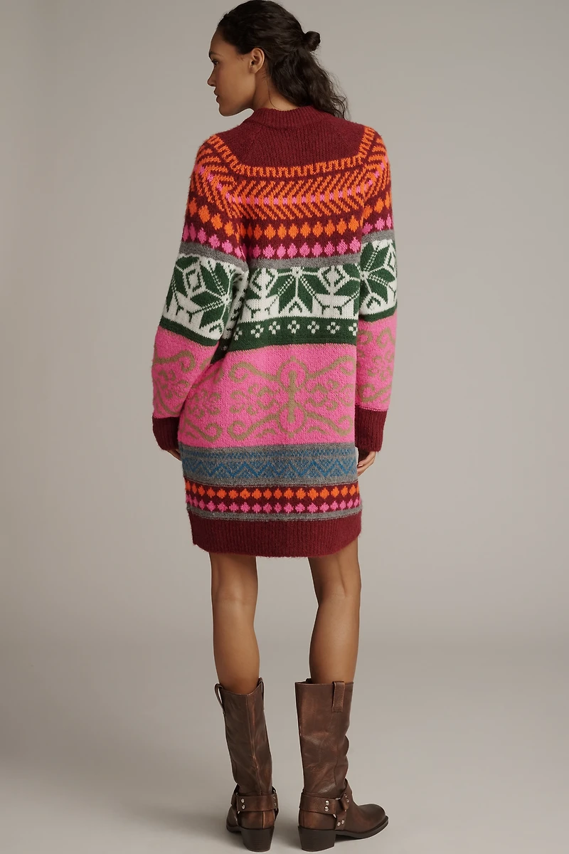 Essentiel Antwerp Long-Sleeve Jacquard Sweater Mini Dress