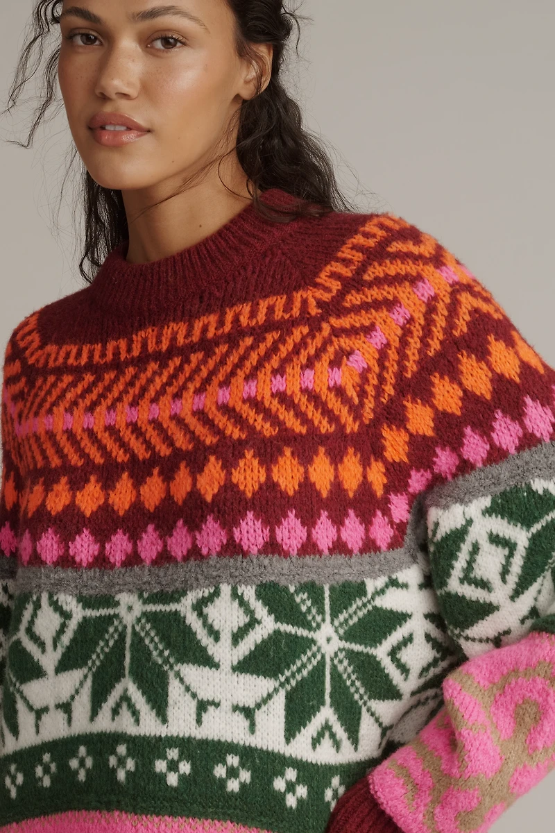 Essentiel Antwerp Long-Sleeve Jacquard Sweater Mini Dress