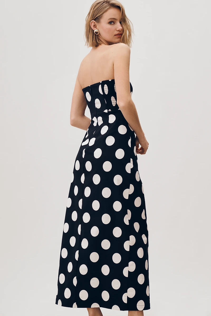 The Soleil Strapless Linen Plunge-Neck Midi Dress