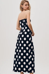 The Soleil Strapless Linen Plunge-Neck Midi Dress