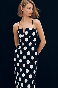 The Soleil Strapless Linen Plunge-Neck Midi Dress