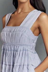 The Helena Square-Neck Smocked Tiered Midi Dress