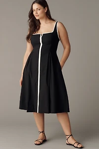 Arlette Square-Neck Piped Midi Dress by Maeve