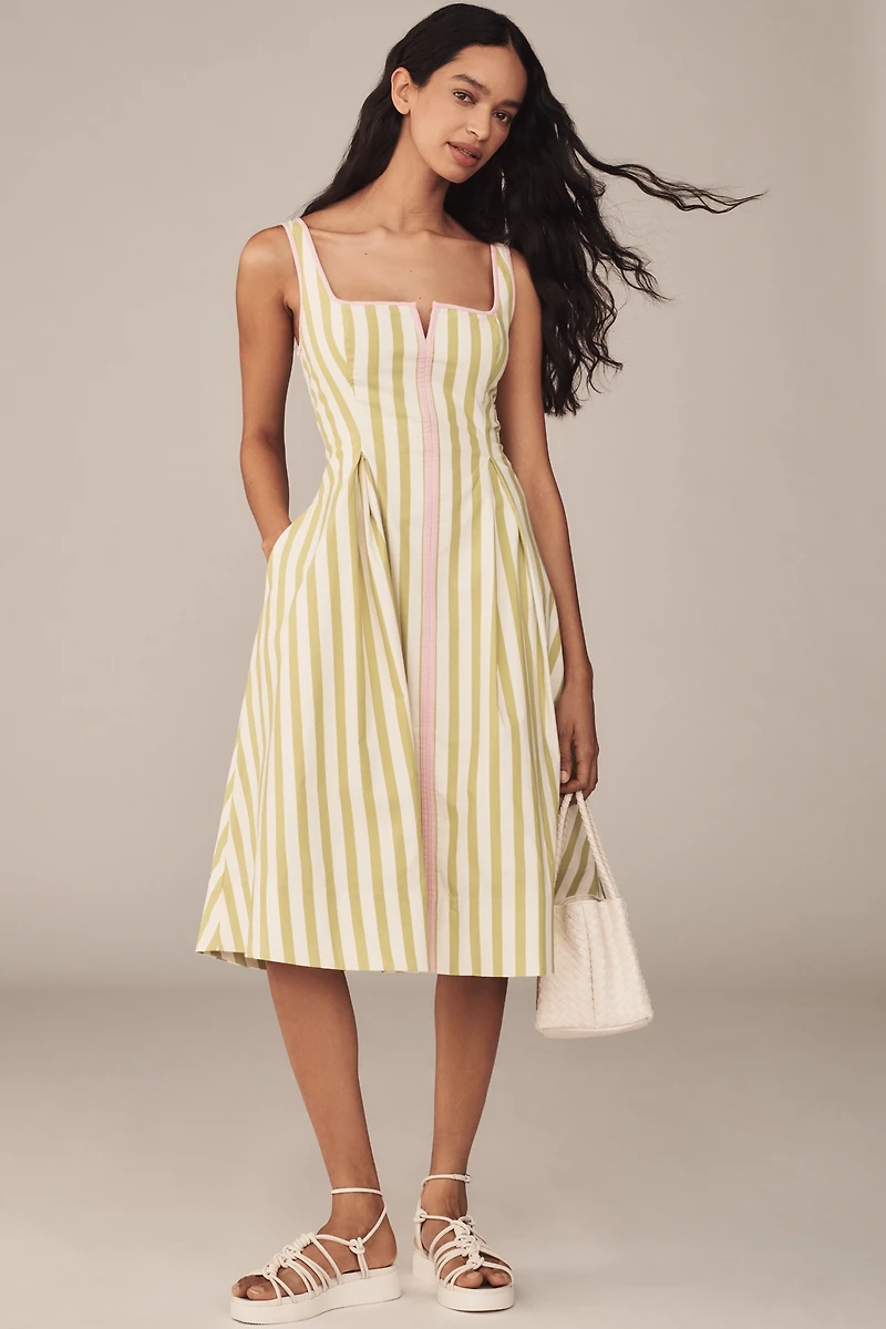 Maeve Sleeveless Notched Square-Neck Midi Dress