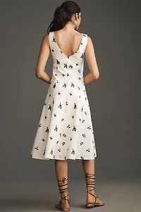 By Anthropologie Sleeveless V-Neck Button-Front Midi Dress