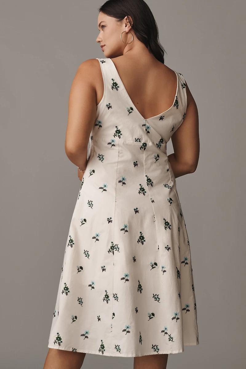By Anthropologie Sleeveless V-Neck Button-Front Midi Dress