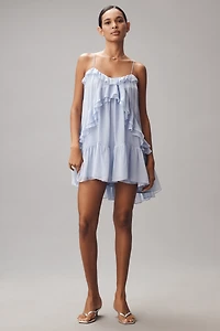 By Anthropologie Tiered Ruffle Silk Mini Dress