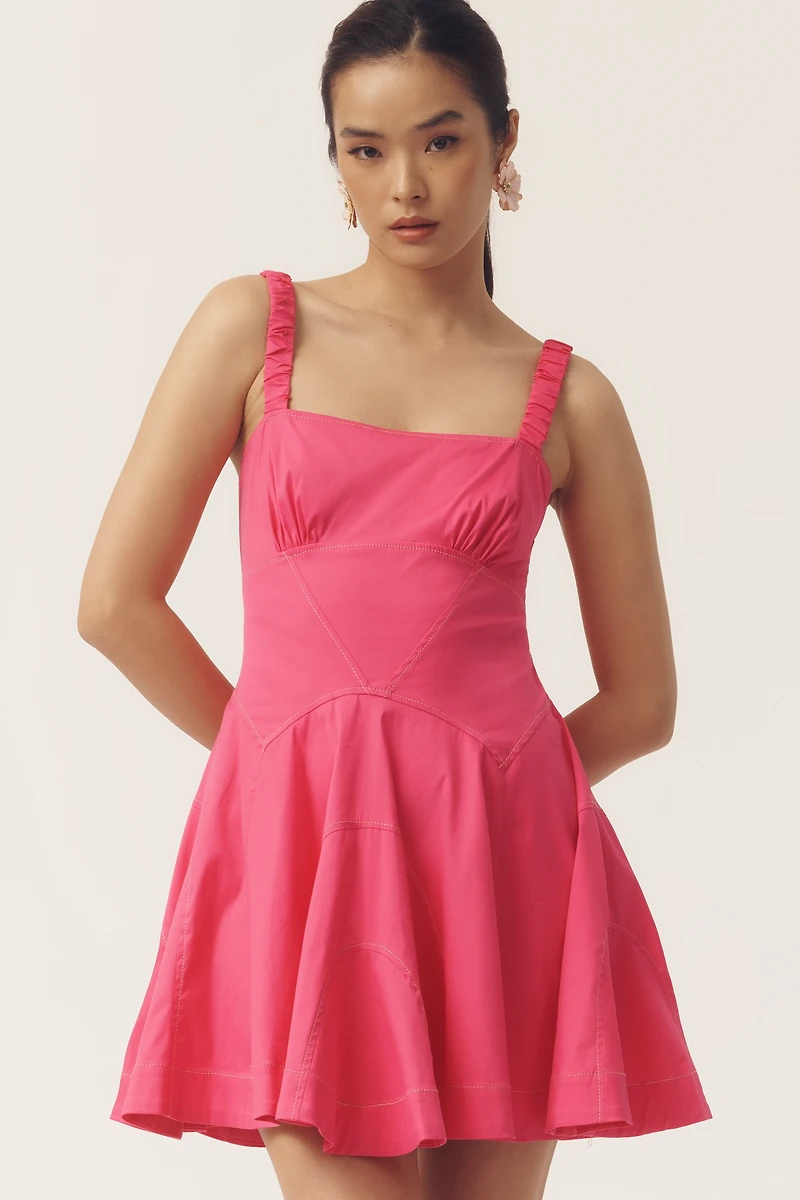 By Anthropologie Plunge Drop-Waist A-Line Mini Dress