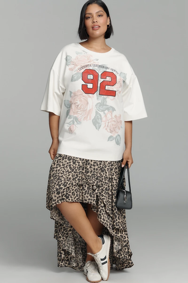 Maeve Oversized Twofer Graphic T-Shirt Midi Dress