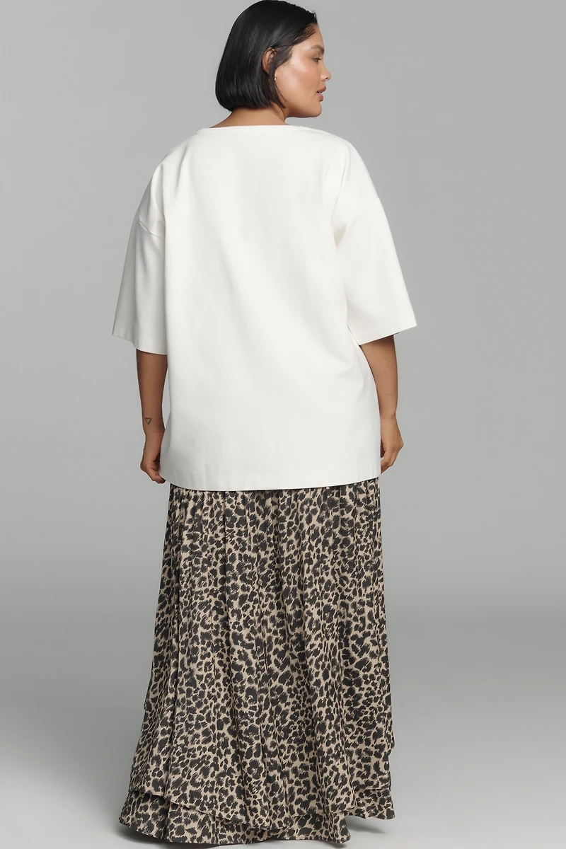 Maeve Oversized Twofer Graphic T-Shirt Midi Dress