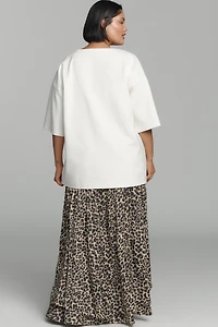 Maeve Oversized Twofer Graphic T-Shirt Midi Dress