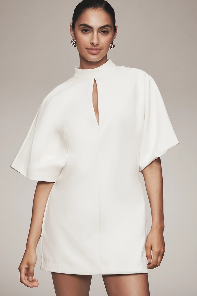 Maeve Short-Sleeve Mock-Neck Shift Mini Dress