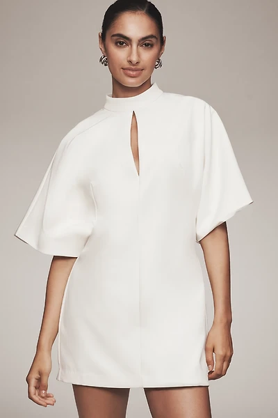 Maeve Short-Sleeve Mock-Neck Shift Mini Dress
