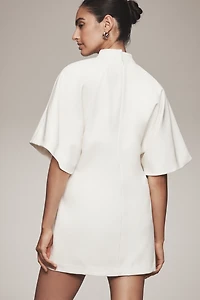 Maeve Short-Sleeve Mock-Neck Shift Mini Dress