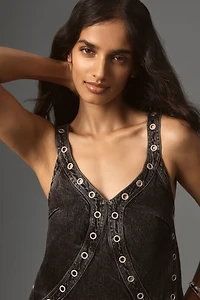 Pilcro Sleeveless V-Neck Studded Mini Dress