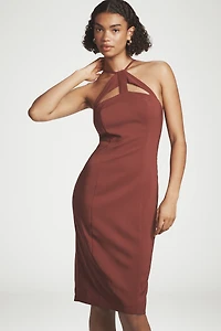 By Anthropologie Halter Cutout Slim Midi Dress