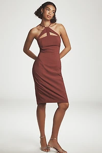 By Anthropologie Halter Cutout Slim Midi Dress