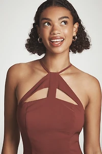 By Anthropologie Halter Cutout Slim Midi Dress