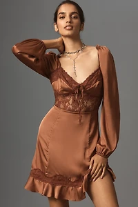 By Anthropologie Silky Lace Mini Dress
