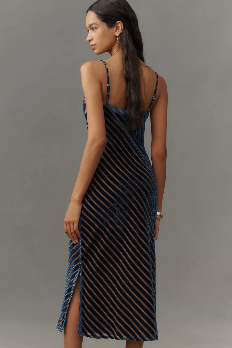 By Anthropologie Burnout Bias-Cut Slim Midi Dress
