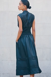 The Tommie Faux-Leather Midi Shirt Dress