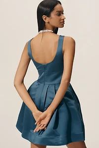Maeve Satin Belted Charm Mini Dress