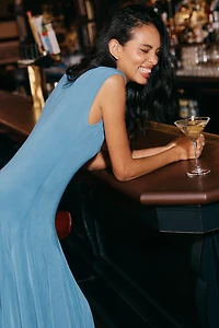By Anthropologie Sleeveless Sheer Ruffled Maxi Dress