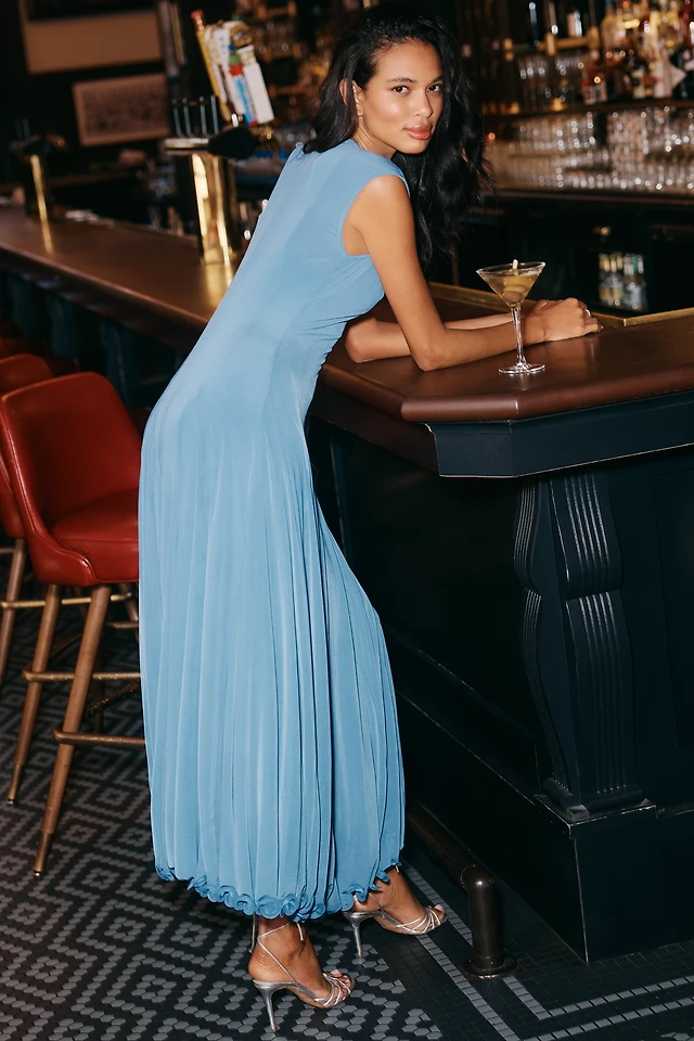 BHLDN Lace Halter Ruffle Peekaboo Maxi Dress | The Summit