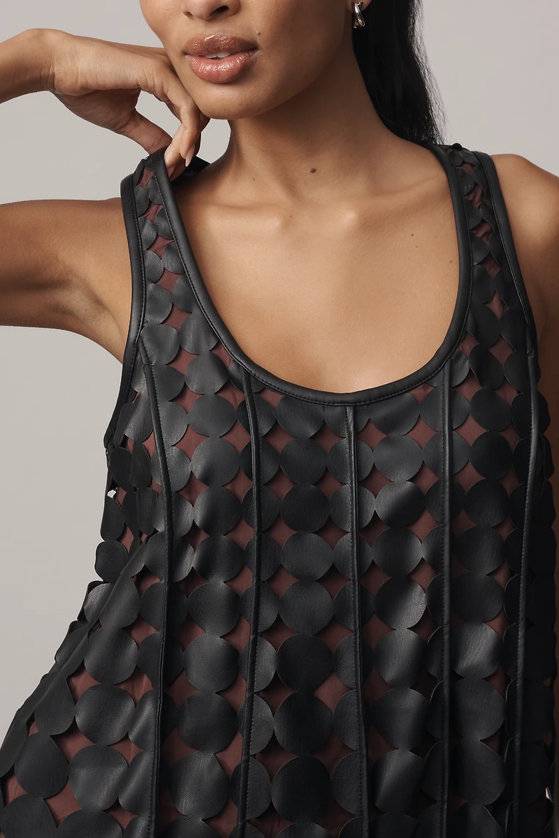 Maeve Faux-Leather Sleeveless Swing Dress