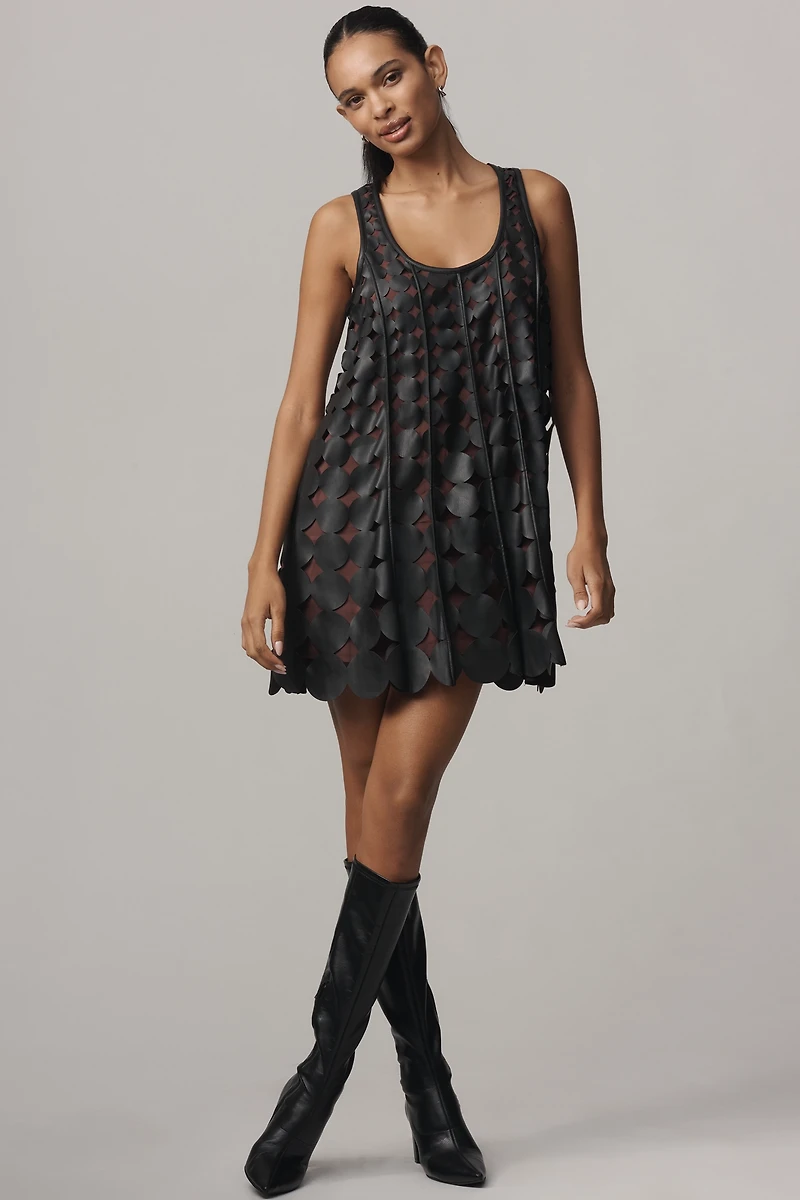 Maeve Faux-Leather Sleeveless Swing Dress
