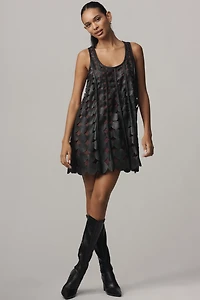 Maeve Faux-Leather Sleeveless Swing Dress