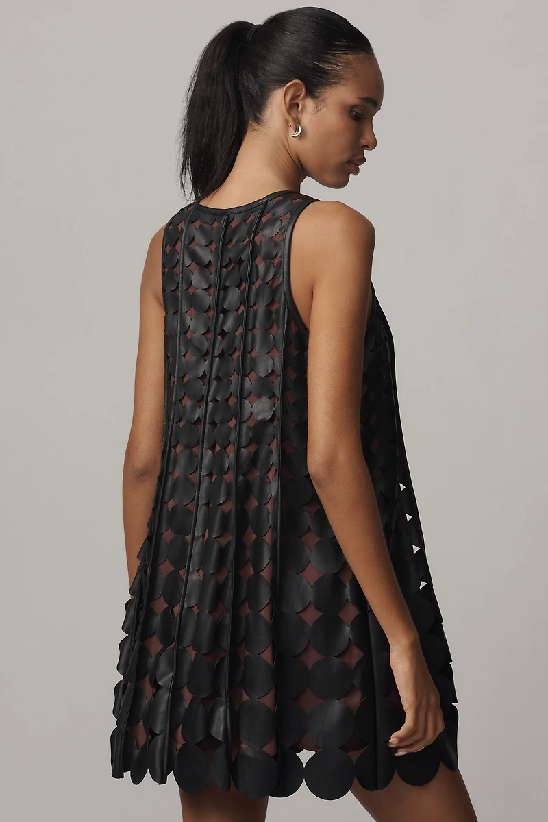 Maeve Faux-Leather Sleeveless Swing Dress