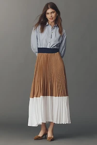 The Somerset Colorblock Pleated Twofer Maxi Dress