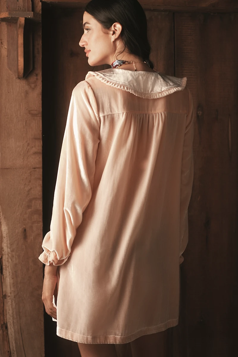 The Keira Long-Sleeve Velvet Mini Dress by Pilcro