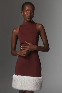 Maeve Sleeveless Faux Fur Hem Mini Dress