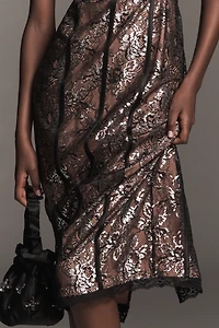 By Anthropologie Square-Neck Shine Midi Dress